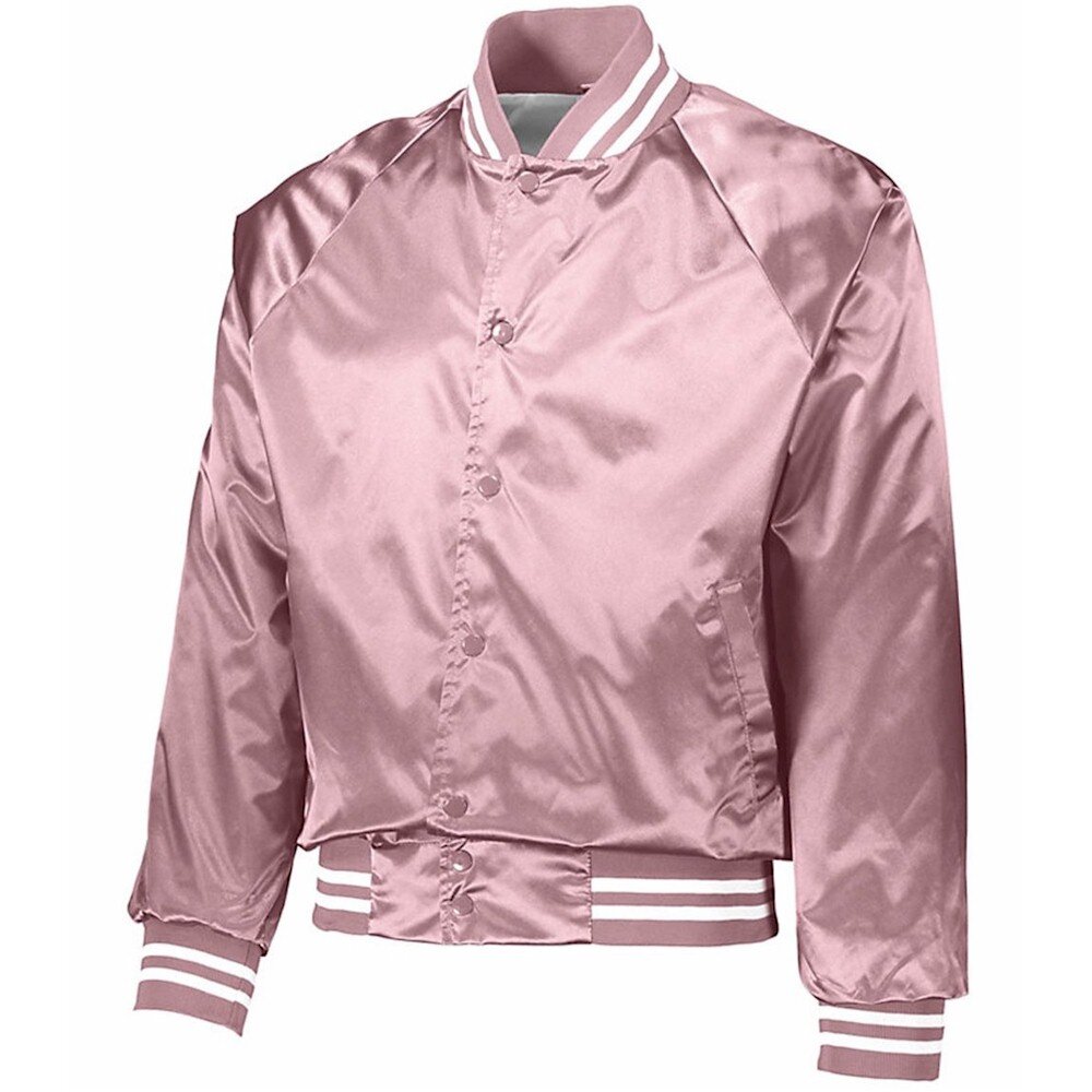 Augusta Satin Baseball Jacket/Striped Trim