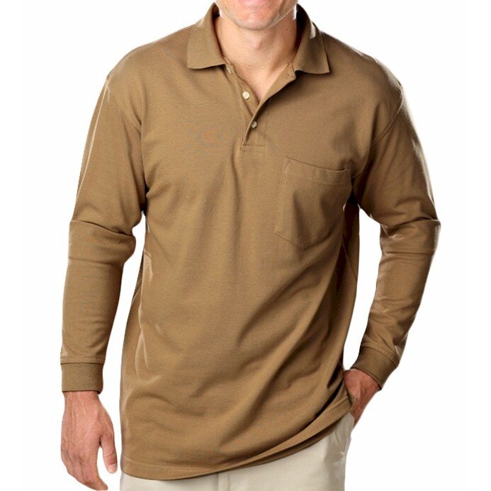 BG L/S Pique Polo with Pocket