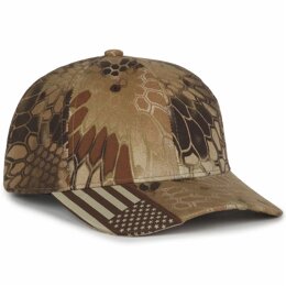 Outdoor Cap | American Flag Label on Visor Camo Cap
