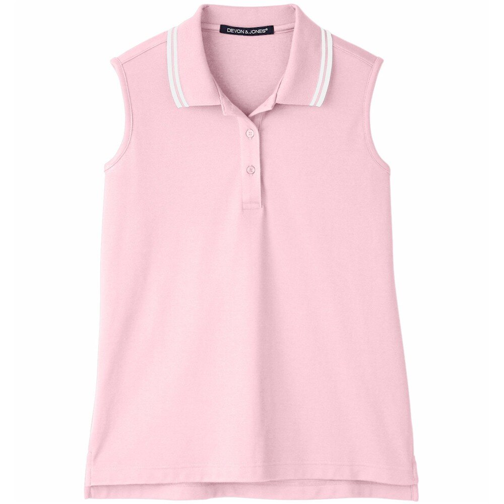 D&J Ladies'  Plaited Tipped Sleeveless Polo