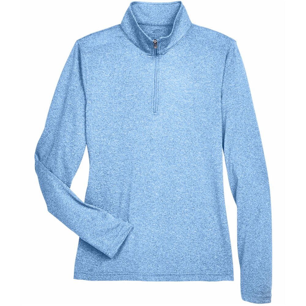 UltraClub Ladies' Cool & Dry Heathered Quarter-Zip