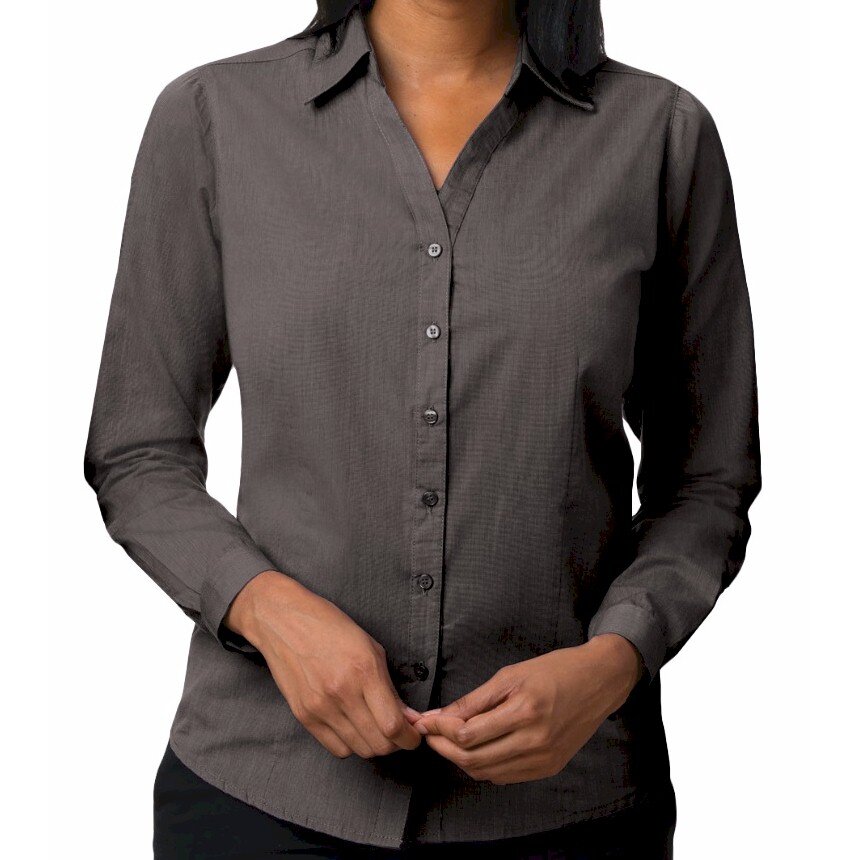 Blue Generation LADIES' Heathered Crossweave Shirt | BG-6215
